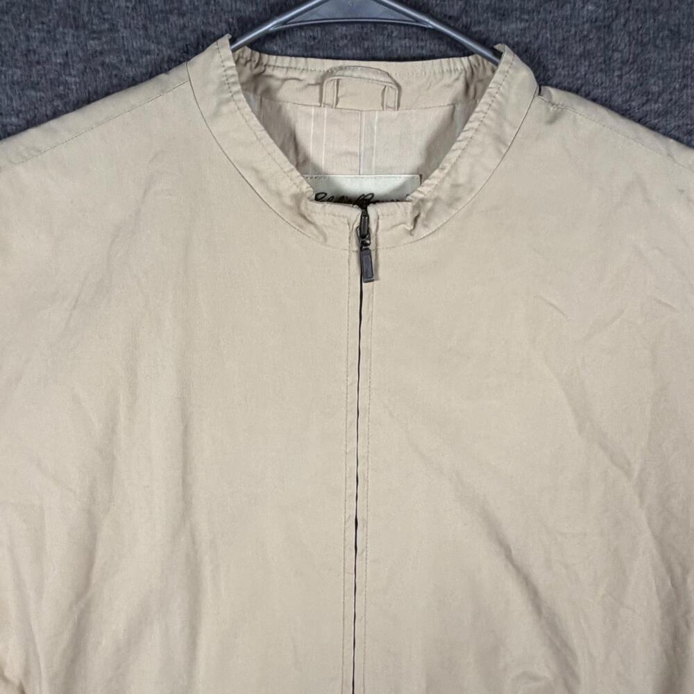 Eddie Bauer Jacket Mens 2XL Beige Cotton Canvas Lined Full Zip Windbreaker